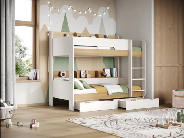 Flair Eddie Storage Bunk Bed in Light Oak Size: Single Light Oak Unisex Single