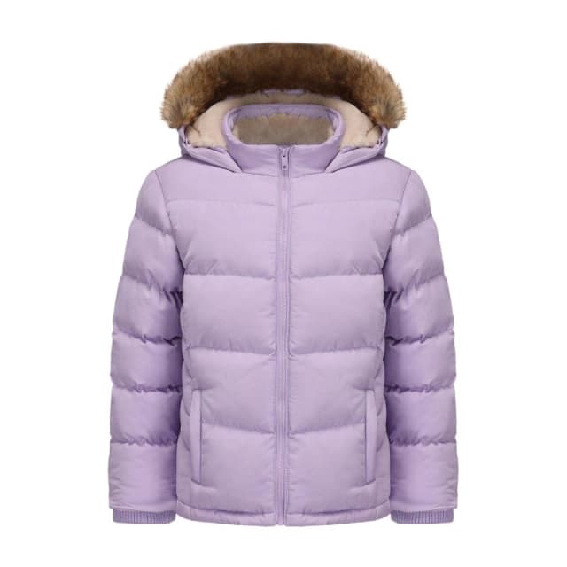 SoulCal Kids 2 Zip Hooded Long Sleeve Short Puffer Jacket Purple09 female 7-8 Years
