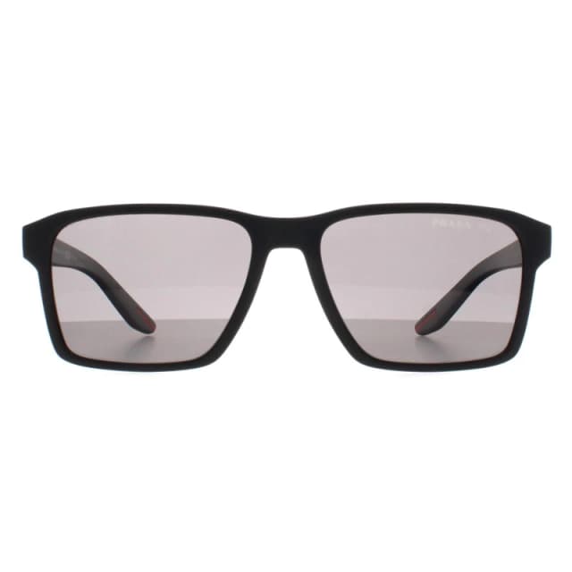 Prada Sport Prada Sport Men Rectangle Black Rubber Dark Grey Polarized PS05YS Black One Size Male 8056597897396