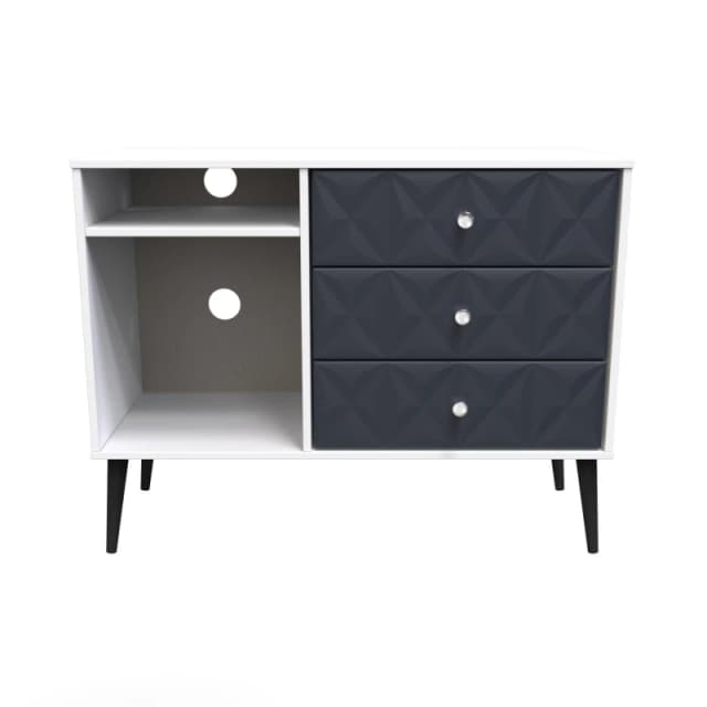 Toledo 3 Drawer TV Unit In Indigo Matt & White (Ready Assembled)