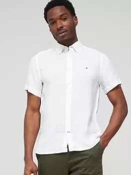 Tommy Hilfiger Pigment Dyed Linen Short Sleeve Shirt - White Size M Men