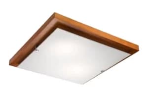 Square Simple Flush Ceiling Light Rustic, 2x E27