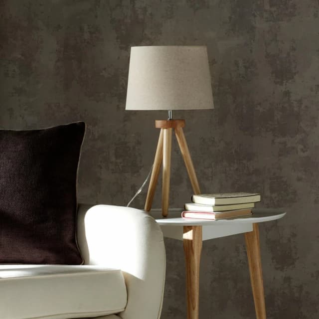 K LIVING Chadwick Tripod Natural Wood Table Lamp Complete with Shade Light Oak