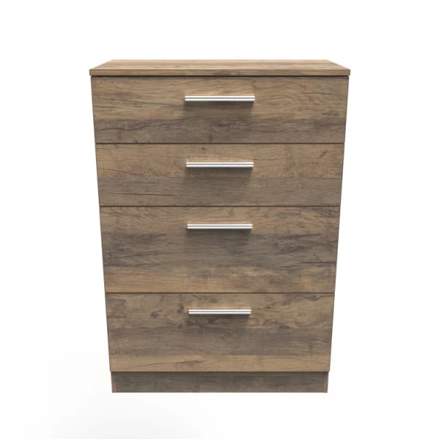 Trent 4 Drawer Deep Chest In Vintage Oak (Ready Assembled)