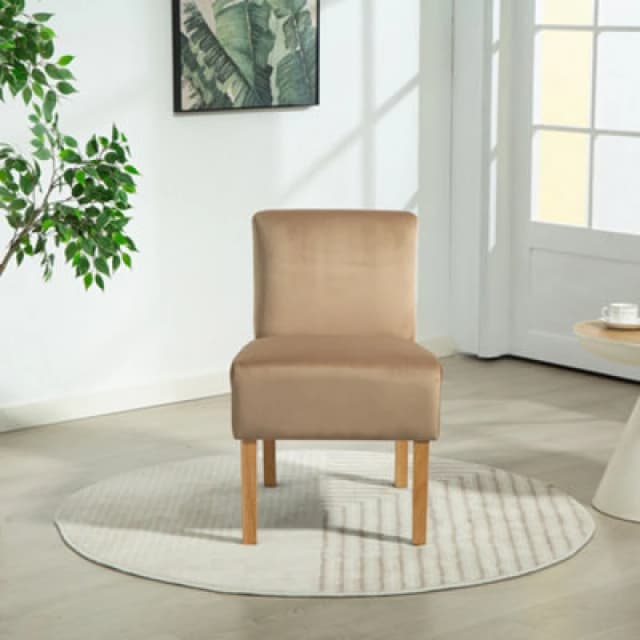Corina Velvet Fabric Armless Accent Chair - Brown