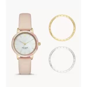 Kate Spade New York Womens Metro Scallop Three-Hand Interchangeable Topring Watch - Nude