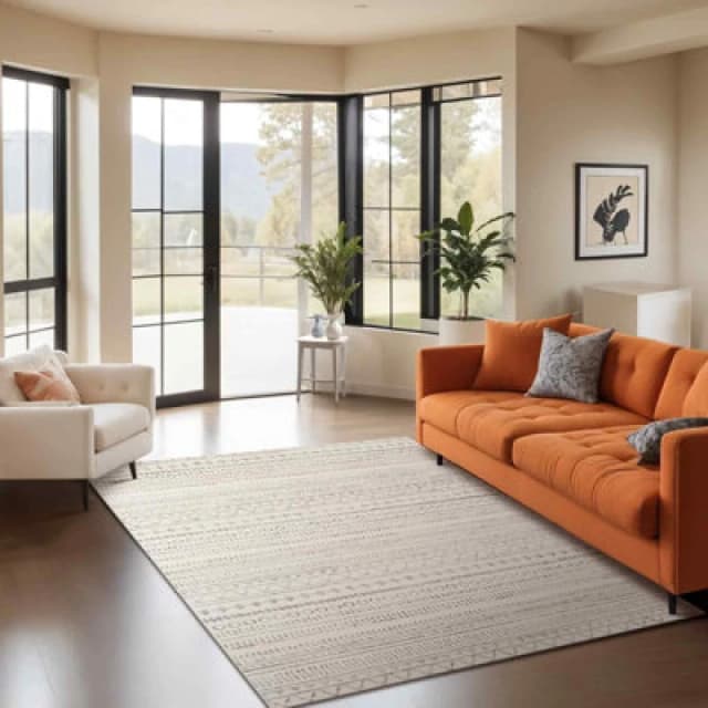 Livabliss Scandi Geometric Light Grey Marwa Area Rug 150 X 213cm - Easy Care, Non Shedding, Ideal For Living Room & Bedroom