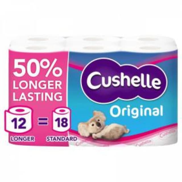 Cushelle Original Toilet Tissue Extra Long Rolls White (Pack 12) - 1102184