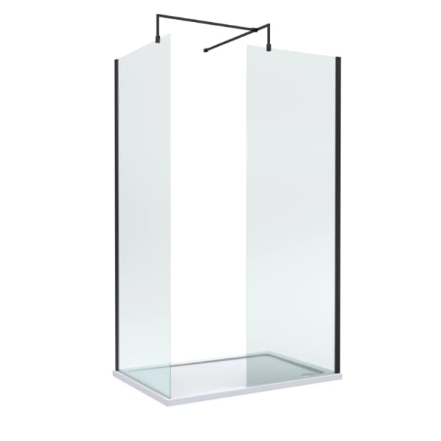 Balterley 8mm Glass Wetroom Screens Black Profile & Tray 1200 x 800mm Black Unisex