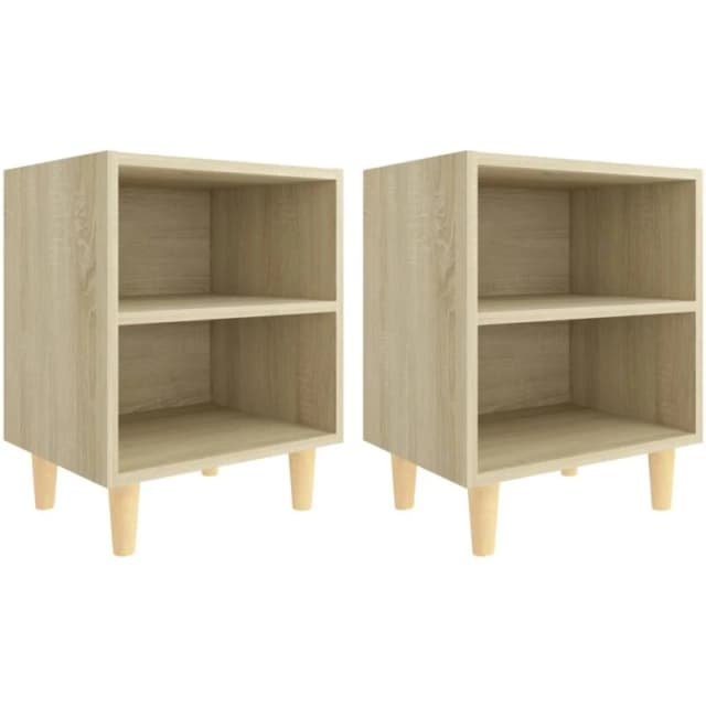VIDAXL Bed Cabinets with Solid Wood Legs 2 pcs Sonoma Oak 40x30x50cm Vidaxl 8720286355954