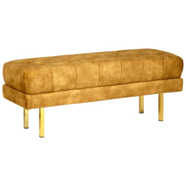 Beliani Bench Roseville Velvet Mustard
