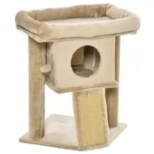 Pawhut Cat Tree Activity Center W/ Jute Scratching Pad Ball Toy Condo - Coffee