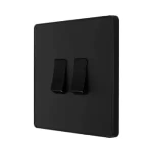 BG Evolve Matt Black Double Light Switch 20A 16Ax 2 Way - PCDMB42B
