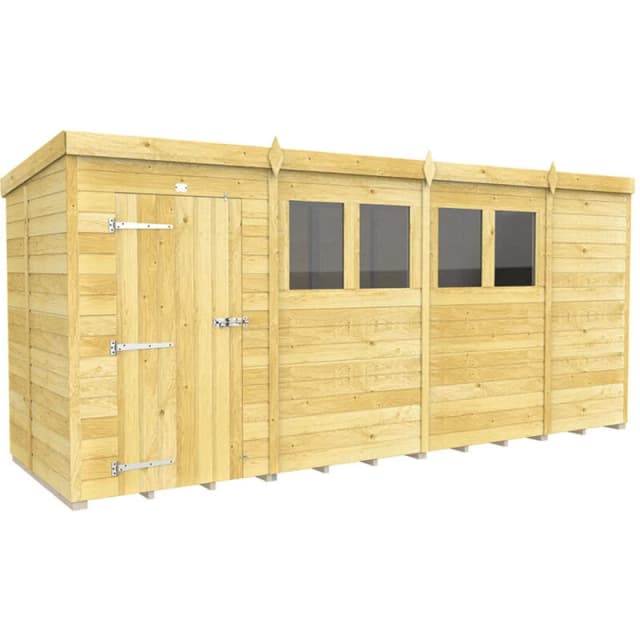 Flat Pack Sheds DIY Sheds 15 x 5 Pent Shed, Brown 15X5PFF