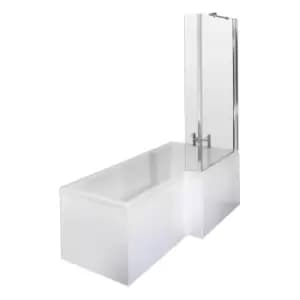 Nuie 1700mm Right Hand Square Shower Bath Set - White