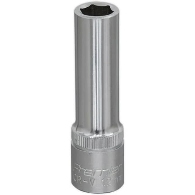 Loops 12mm Steel Deep Drive Socket - 1/2" Square Drive - Chrome Vanadium Socket Metallics
