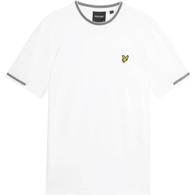 Lyle and Scott Mens Tipped T-Shirt Wht/Blk W104 male S