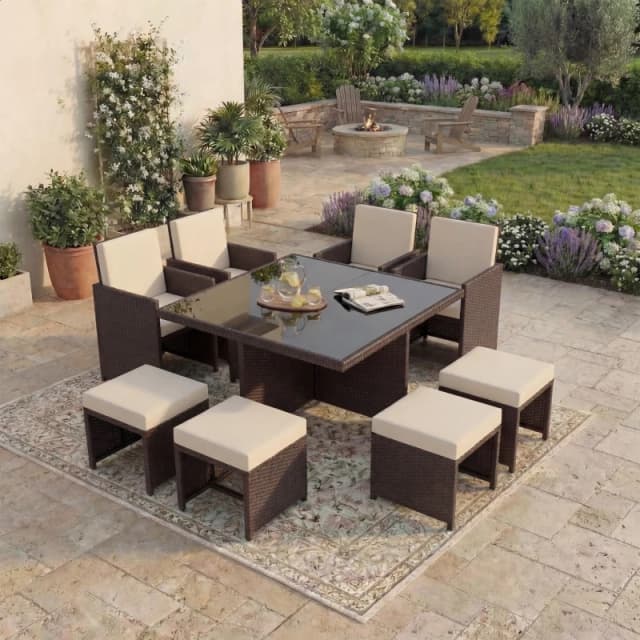 Lassic Garden Vida Cuba 8 Seater Rattan Set UKFR Brown unisex 8 Seater
