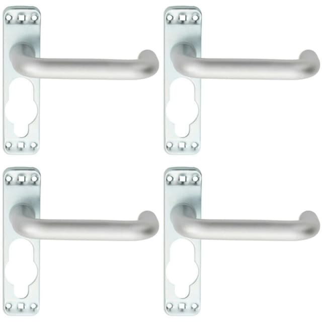Loops 4x PAIR Safety Lever on Inner Backplate 152mm Door Handle Satin Aluminium Multi