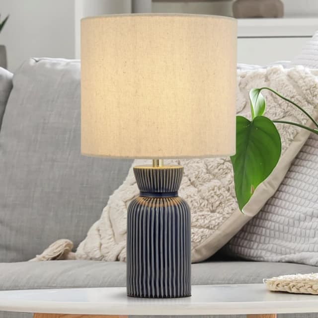 Lighting Collection Ceramic Ridge Table Lamp White unisex One Size