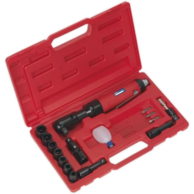 Loops Air Ratchet Wrench Kit - 1/2" Sq Drive - WallDrive Impact Sockets - 1/4" BSP Multi
