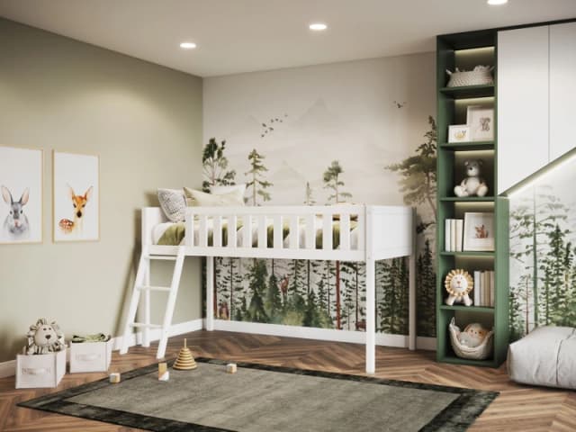 Flair Bea Mid Sleeper Cabin Bed in White Size: Single White Unisex Single