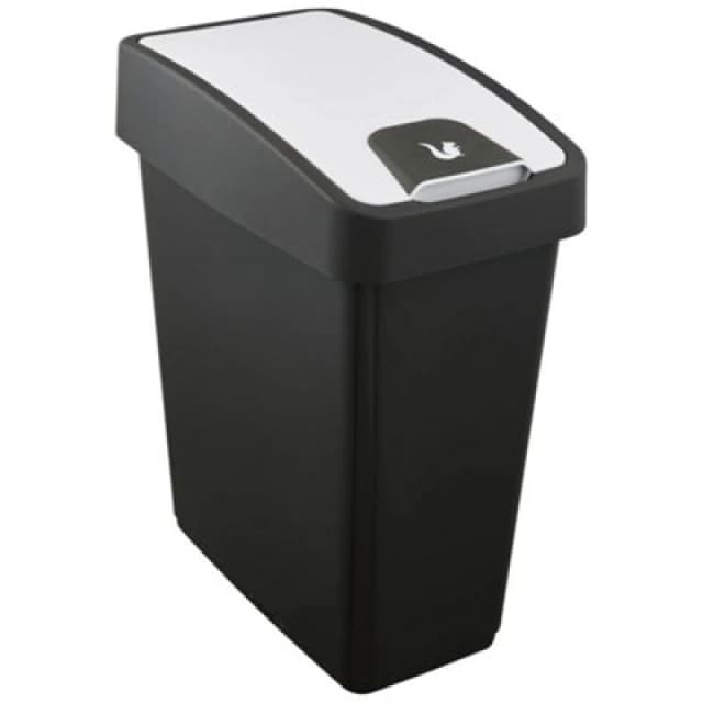 Keeeper Premium Waste Bin With Flip Lid 25 Litre - Black/silver