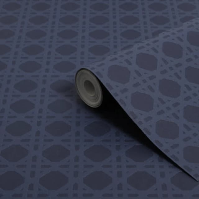 Superfresco Easy Rattan Geometric Navy Wallpaper