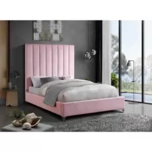 Alexo Bed Double Plush Velvet Pink