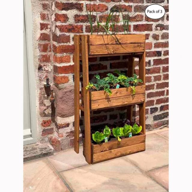 Charles Taylor Multi Pack of 3 - Regular Herb Garden Planter - Redwood - L34xW56xH99 in Light Brown Light Brown Unisex