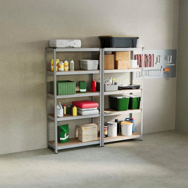 Lassic 5 Tier Heavy Duty Steel Garage Shelving - 2 Bay Galvanised unisex 5 Tier