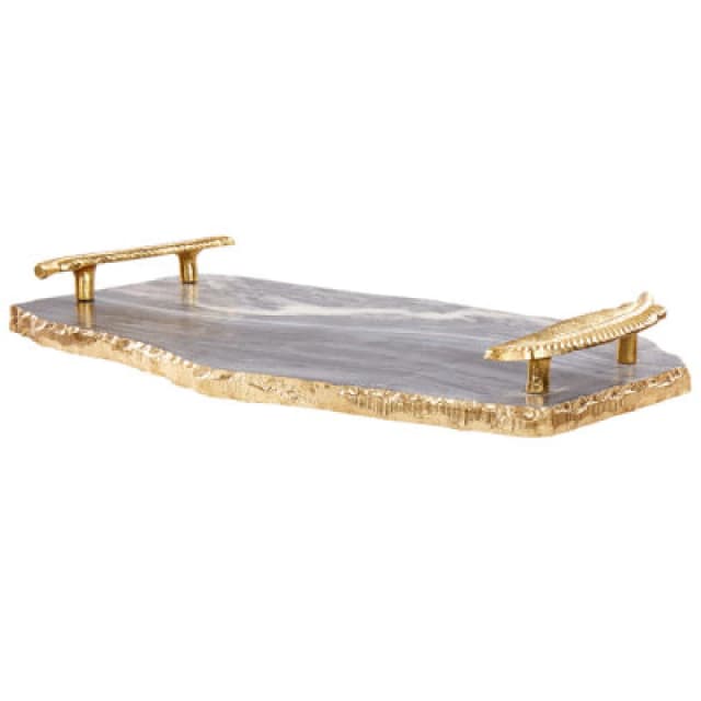 Beliani Serving Tray Zografou Stone Dark Grey