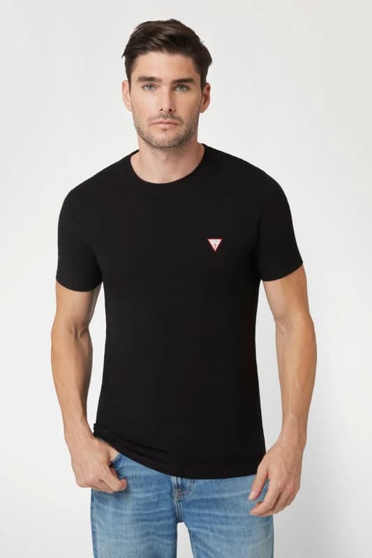 Guess Mens Crew Neck Logo Tee Black Size: Small Black Male S