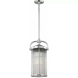IP44 3 Bulb Ridged Glass Ceiling Pendant Light Fitting Chrome LED G9 3.5W Bulb