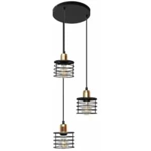 Helam Edison Cluster Pendant Ceiling Light Black 38cm
