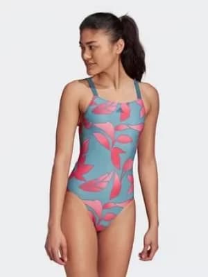 adidas Sh3.ro Nature Swimsuit, Blue/Black, Size 30, Women