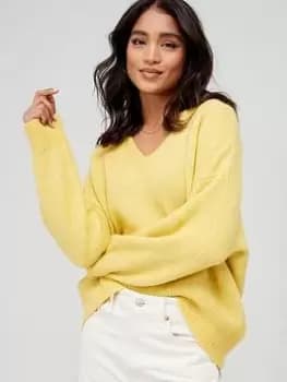 BOSS V-Neck Slouch Jumper - Yellow, Yellow, Size L, Women