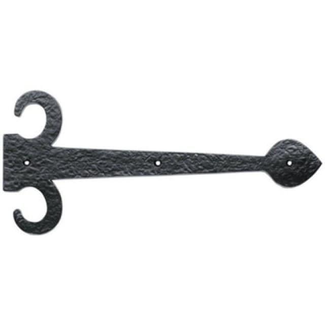 Loops PAIR 380mm Ornate Sword Hinge Front Black Antique Decorative Door Plate Black