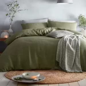 Loft Westport Waffle Weave Textured Duvet Cover Set, Khaki, Double - Appletree