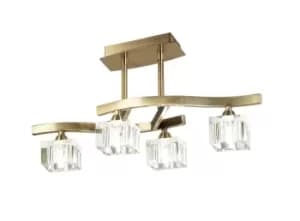 Cuadrax Semi Flush Ceiling 4 Light G9, Antique Brass