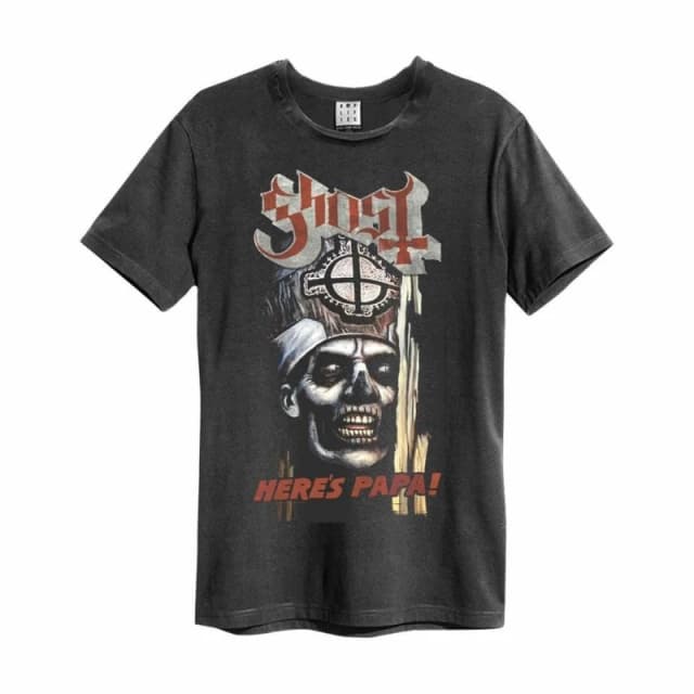 Amplified Amplified Men Here's Papa Ghost T-Shirt in Charcoal Size: Small Charcoal S Male 5063470045341