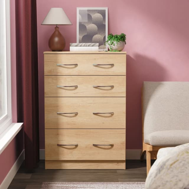 Ready Assembled 2 U Hampshire 4 Drawer Deep Chest (Ready Assembled) in Light Brown Light Brown Unisex