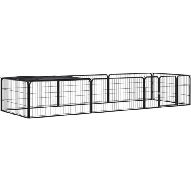 VIDAXL 8-Panel Dog Playpen Black 100x50cm Powder-coated Steel Vidaxl 8720287159094