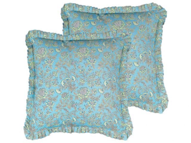 BELIANI Beliani - Set of 2 Decorative Pillows Cotton Fabric Flower Pattern 45 x 45cm Multicolour 348442
