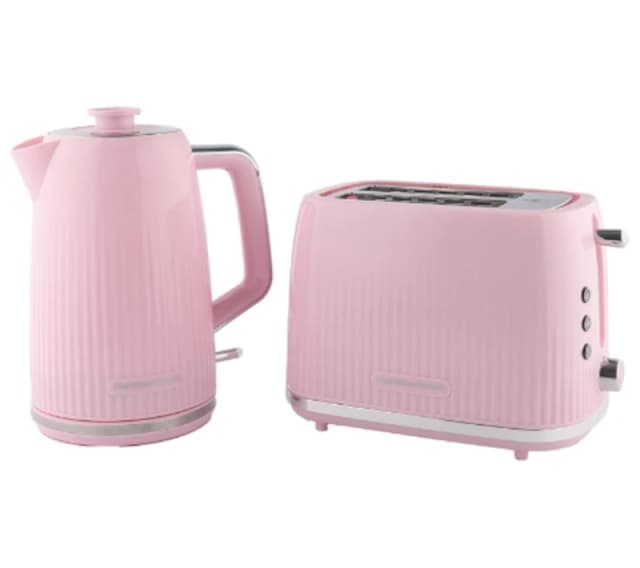 HAMILTON BEACH Miami Breakfast Jug Kettle & 2-Slice Toaster Bundle - Flamingo Pink 5060916372108
