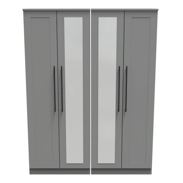 Howard Tall 4 Door 2 Centre Mirrors In Dusk Grey (Ready Assembled)