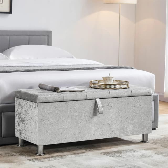 Lassic Vida Designs Valencia Storage Ottoman UKFR Silver Crushed unisex One Size