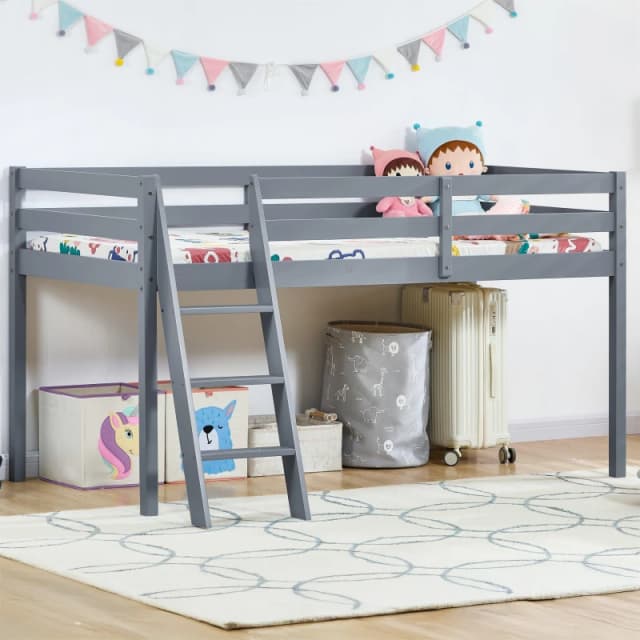 Lassic Sydney Single Kids Bunk Bed With Mattress Set Grey unisex Single