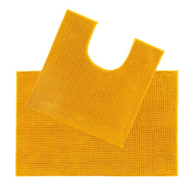 Allure Bath Fashions Supersoft Chenille Bobble Two Piece Bath & Pedestal Mat Set - Mustard