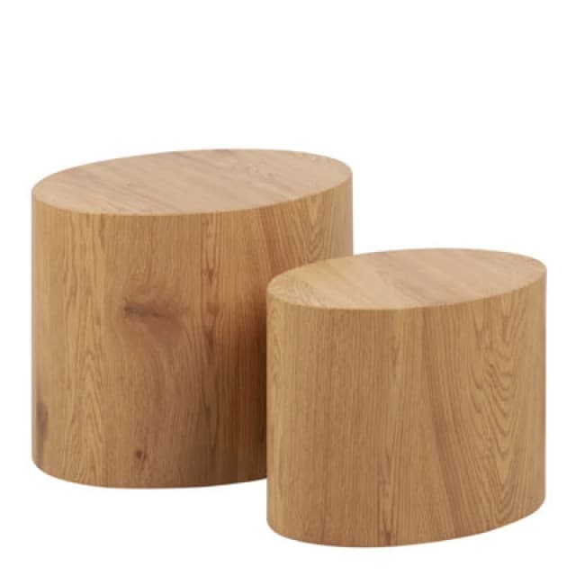 Furniture To Go Mice Oval Coffee Table in Oak Set of 2 Light Oak